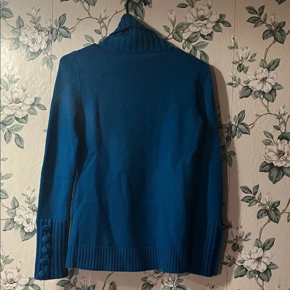💁‍♀️WOMENS Banana Republic Teal Turtleneck Sweater with Button Cuffs - Picture 5 of 8